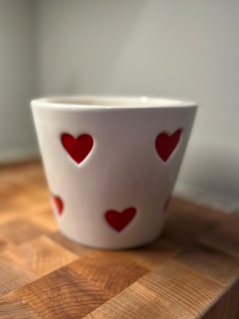 White Ceramic Heart Flower Pot|Pen Organizer